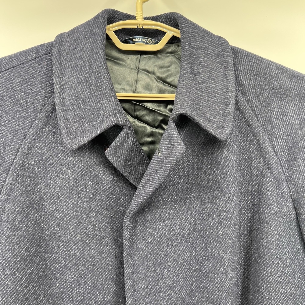 Canali Milano for Bloomingdale's Men's 100% Wool Overcoat Trench Navy Blue - Picture 2 of 14